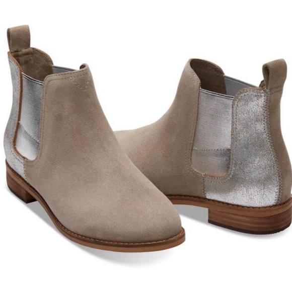 (Sold) TOMS Ella Desert Taupe Suede Metallic Boo - Picture 2 of 8